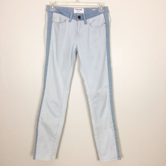 FRAME DENIM Color Block Jeans Le Skinny De Jeanne Light Wash Denim - Picture 2 of 8